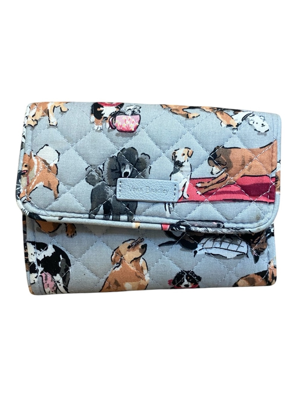 Vera Bradley Quilted Dog Print Best In Show RFID Folding Wallet Retired Dog Love - Picture 1 of 7